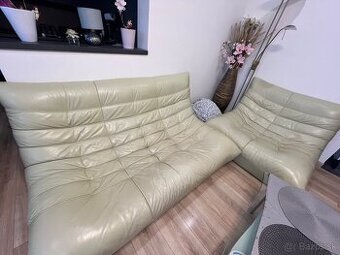 Kožený gauč a kreslo