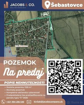 Investičný pozemok na predaj ( 1159m2 ), obec Šebastovce