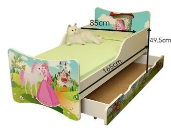 Detská posteľ „Princezná” so zábranami, s úložným priestorom - 1