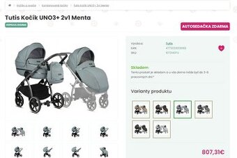 Predám kočík Tutis UNO3+ – dvojkombinácia