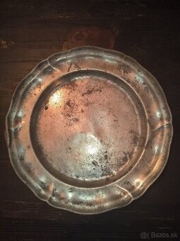 Starý cínový tanier – priemer 22,5 cm