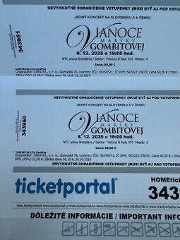 Predám lístky na koncert Mariky Gombitovej