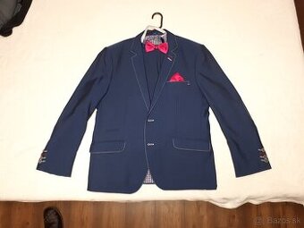 Pánsky modrý slim oblek