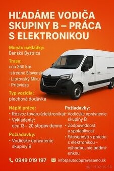 Hľadáme vodiča skupiny B – práca s elektronikou ZH