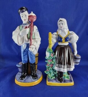 Staré fajansové sochy - MODRA  -   30 a 27 cm