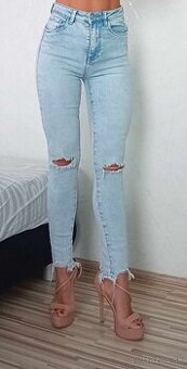 Nové dámske svetlomodré rifle, veľkosť XS - 1