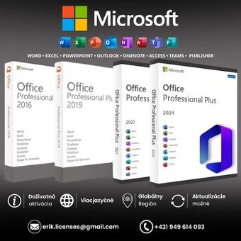 Microsoft Office 2024/2021/2019/2016/365 PRO PLUS  doživotný