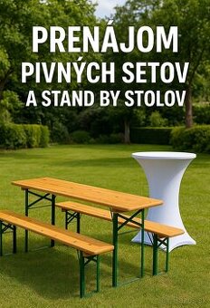 Prenájom pivných setov, stand-by stolov a inventáru