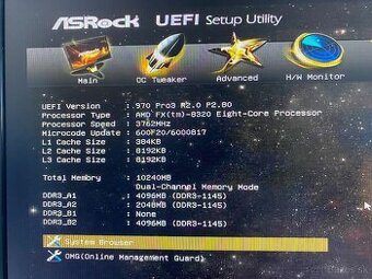 Predám základnú dosku + procesor + rám ASrock 970 pro