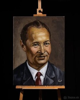 Portrét Alexander Dubček - tradičná olejomaľba