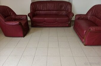 Kožená sedacia súprava 3+2+1 - PRAVÁ KOŽE, TOP STAV