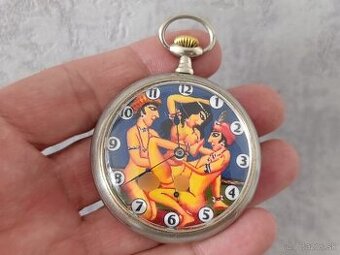 JUNGHANS staré kapesní hodinky s erotickým motivem