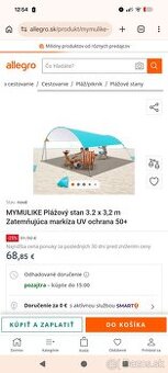 Tieniaci plážový stan, 3,2x3,2m