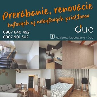 Prerábanie a renovácie bytových/nebytový priestorov