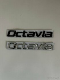 Octavia 2 nápis čierny lesklý a chrómový