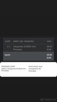 2x lístok Dusan vlk v Prievidzi 16.5 2025