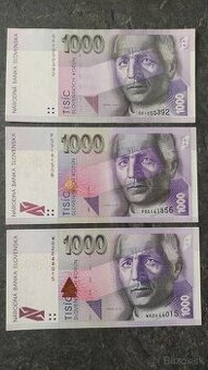 3x 1000 Sk, stav N (UNC)