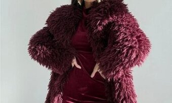 Bordo kožuch + zdarma versace kabelka