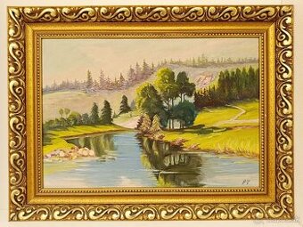 Obraz - rieka Váh, olejomalba 64x85