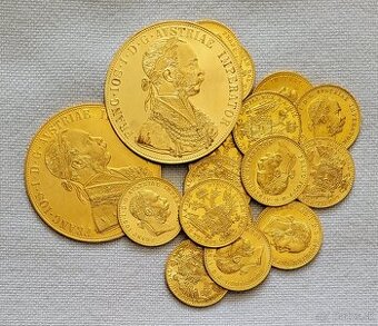 Zlaté dukáty a 4-dukáty Franz Jozef I, 1915, novorazby