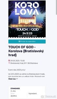 Predám lístky na DJ Korolova – Bratislava, 24.5.2025