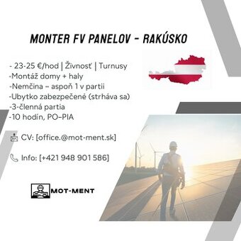 HĽADÁME MONTÉROV FOTOVOLTICKÝCH PANELOV - Mot-Ment s. r. o.