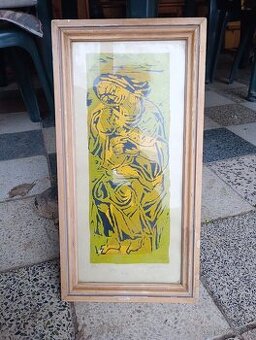 ORIGINÁL Linoryt Eva Melkovičová (1951-1999)Matka s dieťaťom