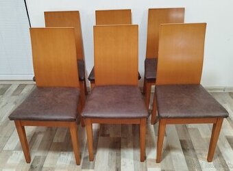 6 jedalenskych drevenych stoliciek
