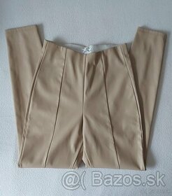 Béžové kožené nohavice - 1