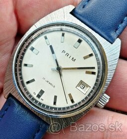 Československé mechanické vintage retro hodinky PRIM Brúsené