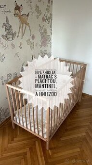 Postieľka IKEA SNIGLAR + matrac a výbava