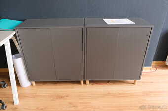 IKEA EKET, Skrinka s dvierkami, tmavosivá, 70x35x80 (2ks)