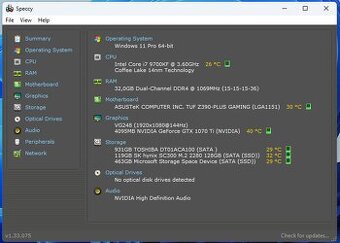Predám PC i7 9700KF GTX 1070 Ti 32gb ddr4 ram TUF Z390-Plus