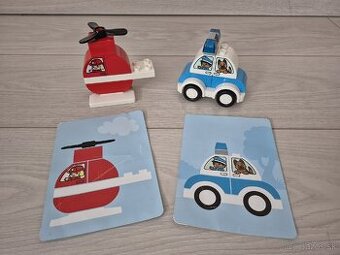 Lego Duplo hasičský vrtuľník, policajné auto