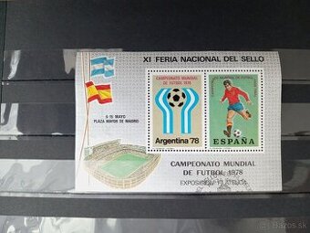 Poštové známky č.980 - Argentína - aršík k MS 1978