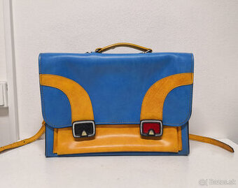 Retro školská taška s pravej kože zachovalá