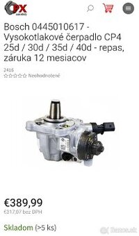 Vstrekovacie čerpadlo CP4 25d, 30d, 35d, 40d - 0445010617