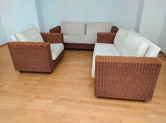 Luxusná ratanová sedacia súprava – prírodný ratan (3+2+1)