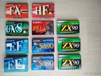 Čisté nerozbalene magnetofonove kazety.