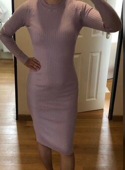 ——Bledofialové pleteninové šaty, Reserved, S/36, 7 E—