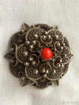 Starozitna brosna/ privesok filigriansky strieborny