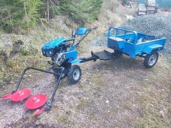 Dvojkolesový malotraktor + rotačná bubnová kosa -vlečka