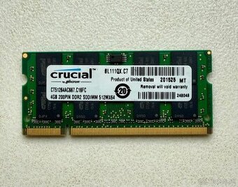 PREDÁM - CRUCIAL pamäť RAM do NB, 1 x 4GB, DDR2