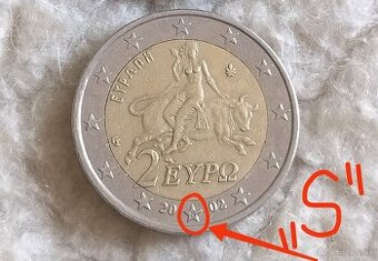Vzácna obehová 2euro minca Grécko ,,S''