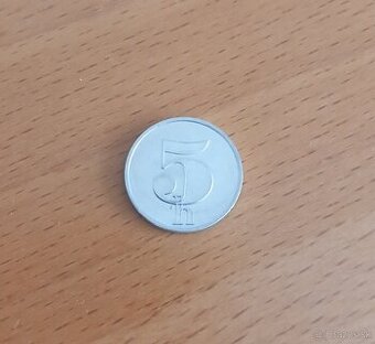 Predám vzácnu mincu 5 hal. 1992 R, UNC, ČSFR