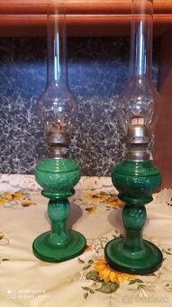 Malachitová petrolejová lampa