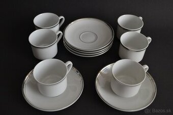 Sada 6 šálok a podšálok z porcelánu - Bohemia, ČSR