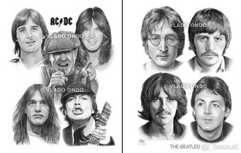 kreslený posterbook Kultové kapely - AC/DC, Queen......