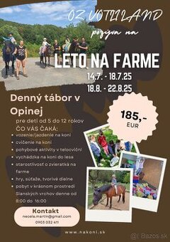 Denný letný tábor pri koňoch na farme v Opinej