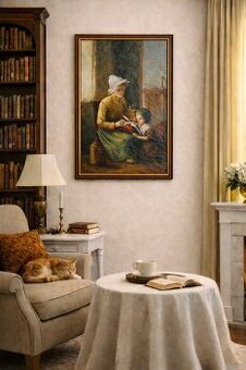 Olejomaľba - Holandská škola - Matka s dcérou